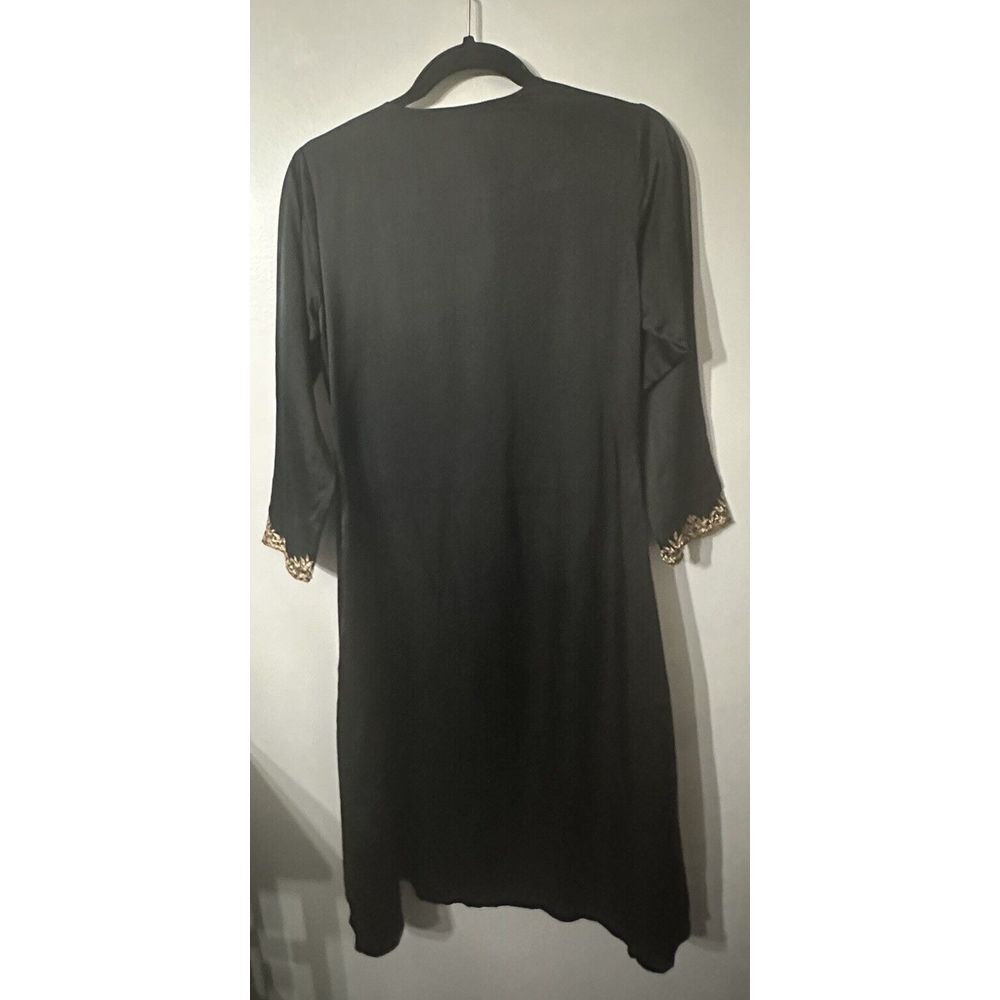 Vintage Loveleen‎ India 100% Silk Dress Black Gold Embroidery Size 42 - Picture 4 of 12